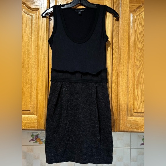Banana Republic Rayon Wool Tweed Black Tank Dress 0 - Picture 1 of 9